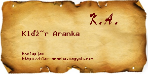 Klár Aranka névjegykártya