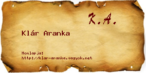Klár Aranka névjegykártya