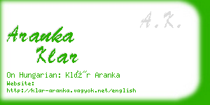 aranka klar business card